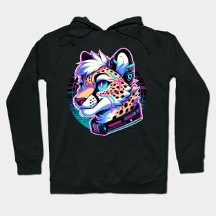 Cyberpunk Neon Furry Anthro Cheetah Hoodie